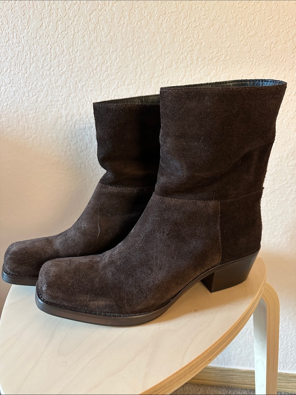 Zara Suede Mid-Calf Ankle Boots - Dark Brown